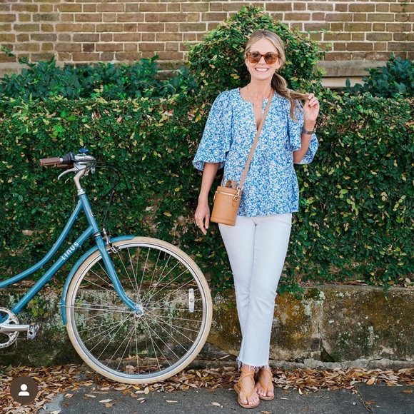 Tuckernuck Blooms on Broad Flutter Sleeve Blouse - Picture 3 of 3